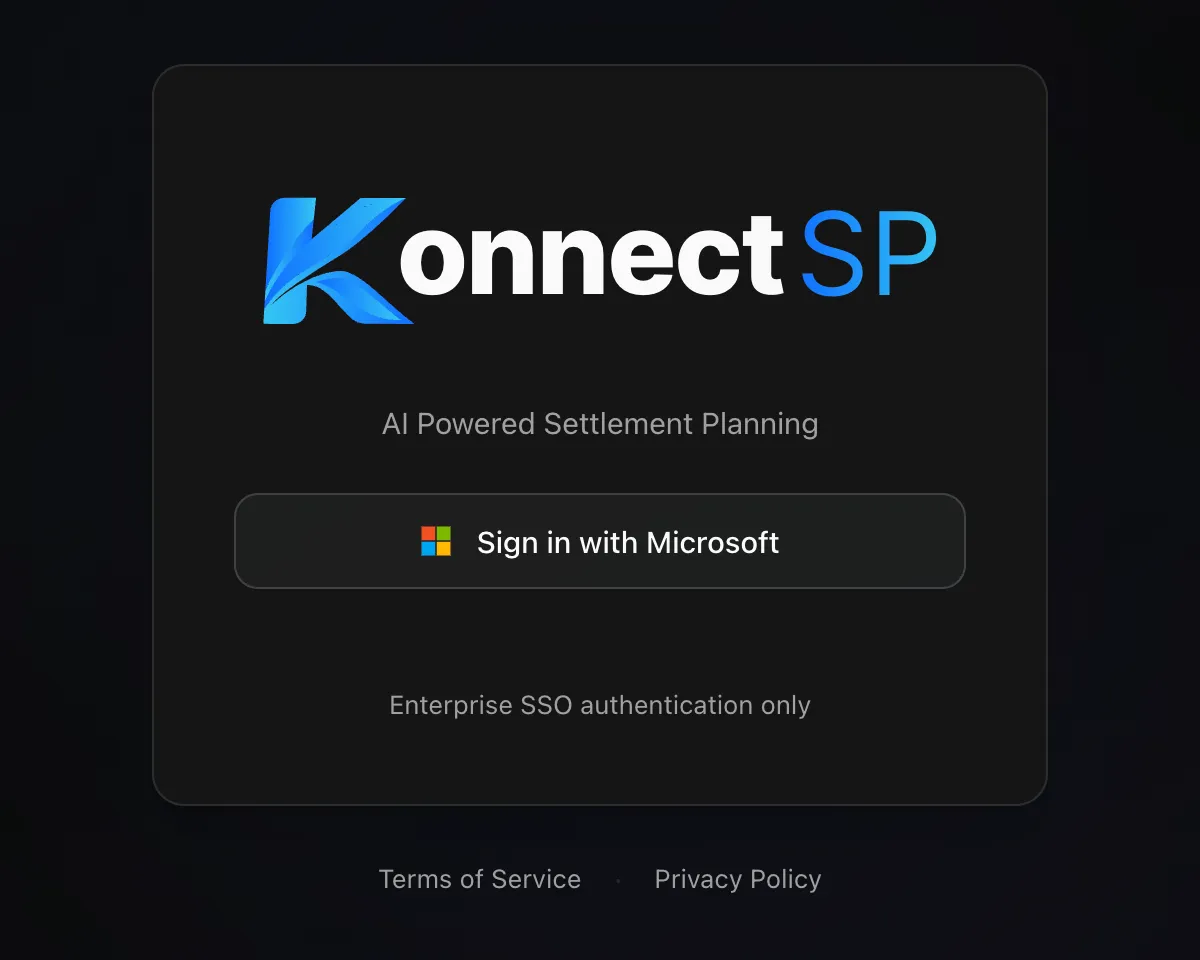 KonnectSP sign-in page with the Sign in with Microsoft button